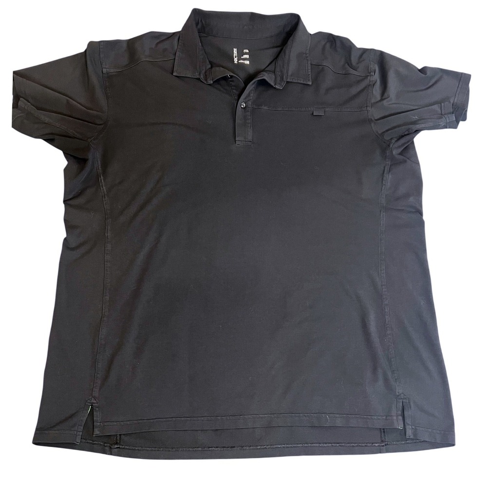 Arc'teryx Captive Polo Shirt Mens Black Short Sleeve Technical Outdoor Hiking 2X